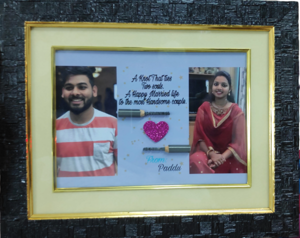 Personalized Couple Photo Frame with Engraved Pencil